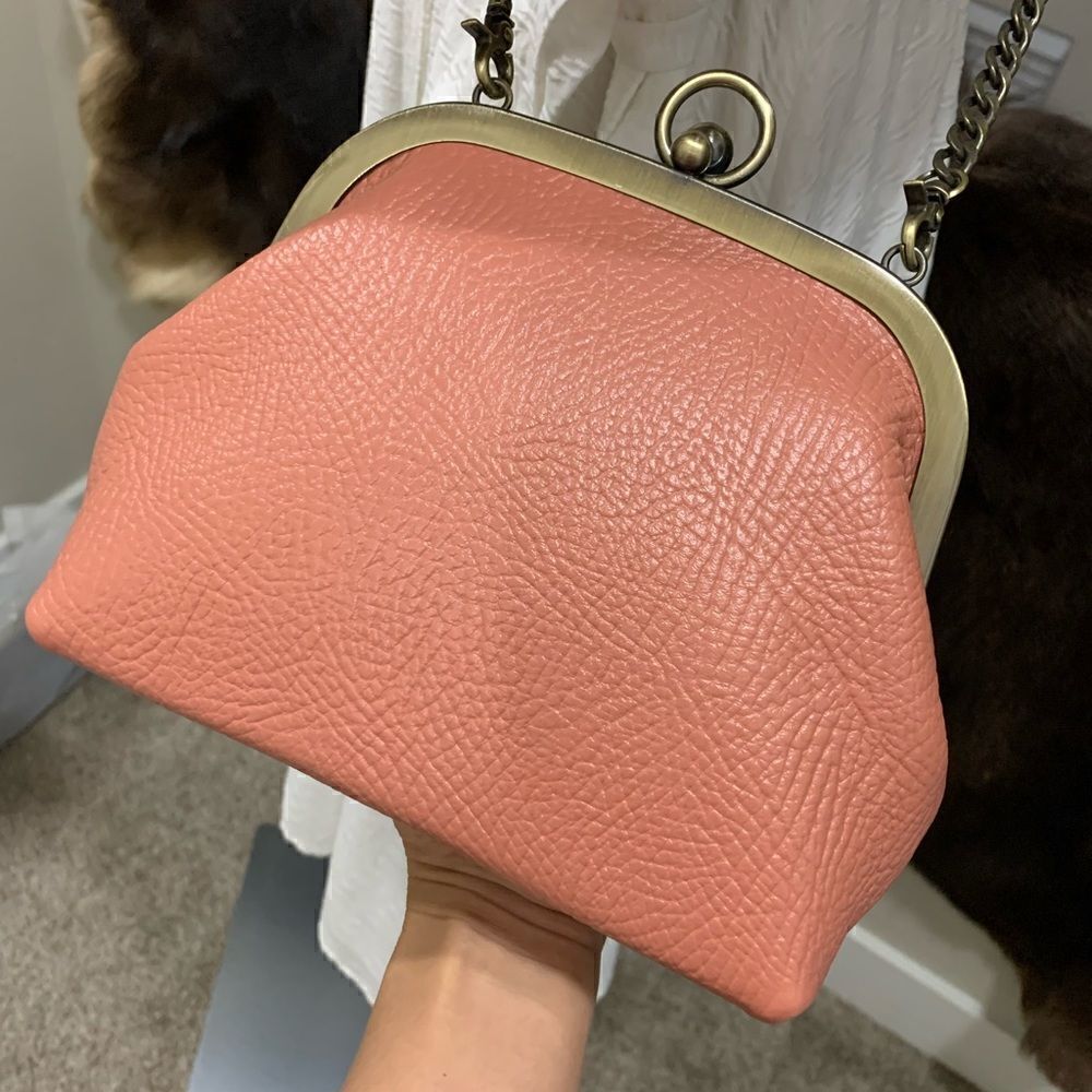 Handmade Genuine Cowhide Leather Kisslock Wristlet Shoulder Bag/Crossbody - Picture 14 of 15